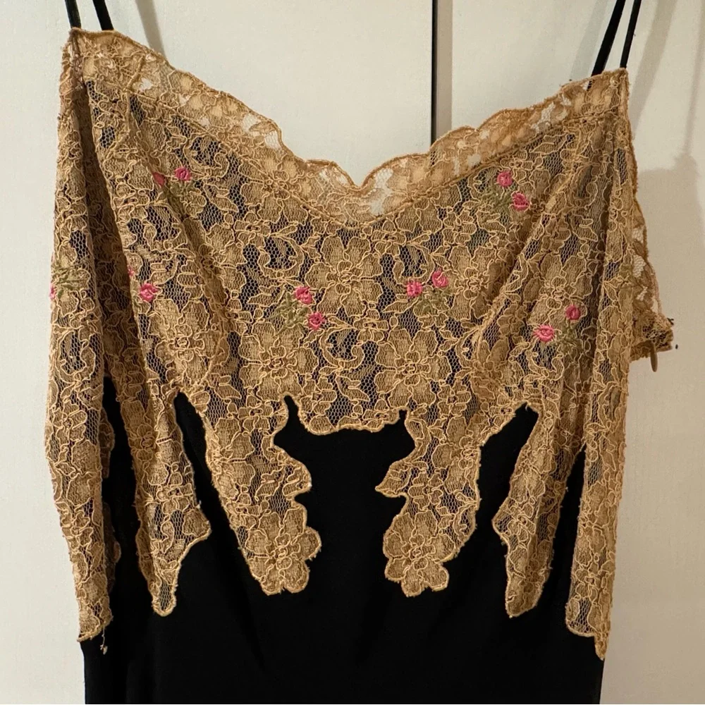 Betsy Johnson sexy black and gold lace slip dress - Picture 8 of 11